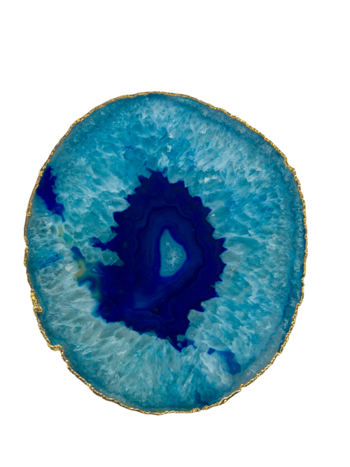 Agate Decorative Platter with Gold Trim