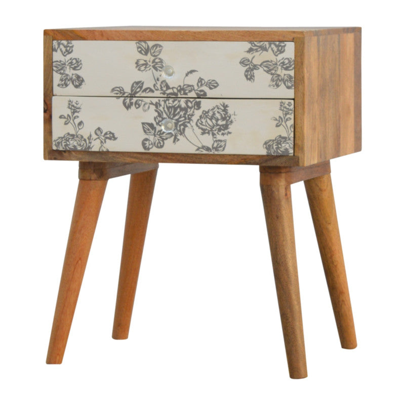 Black Floral Bedside Table