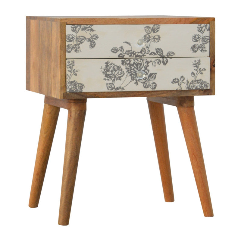 Black Floral Bedside Table