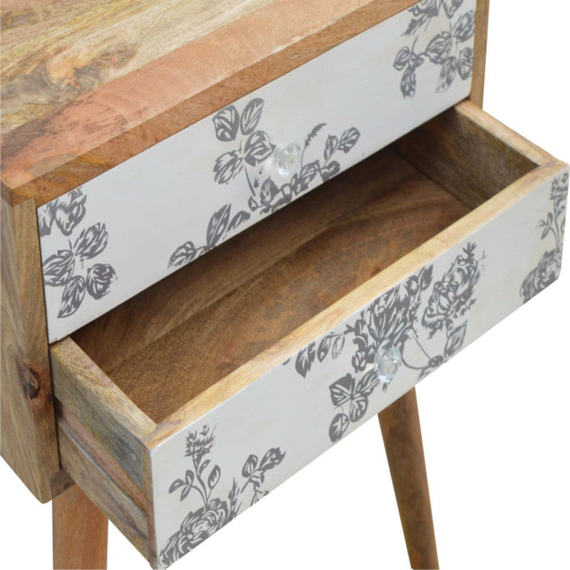 Black Floral Bedside Table