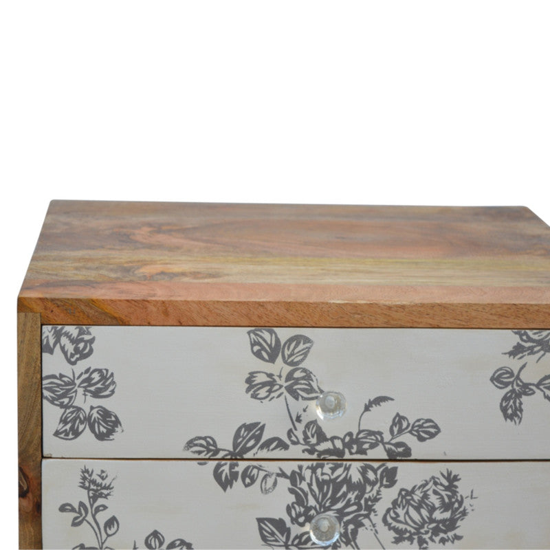 Black Floral Bedside Table