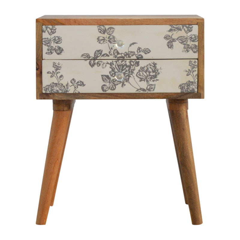 Black Floral Bedside Table