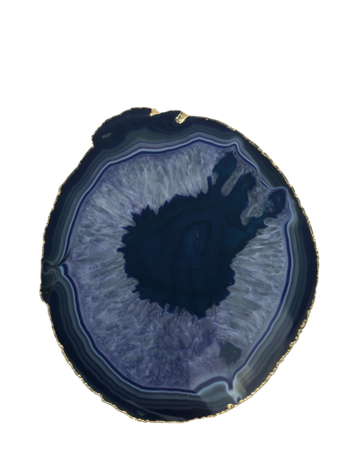 Agate Decorative Platter with Gold Trim