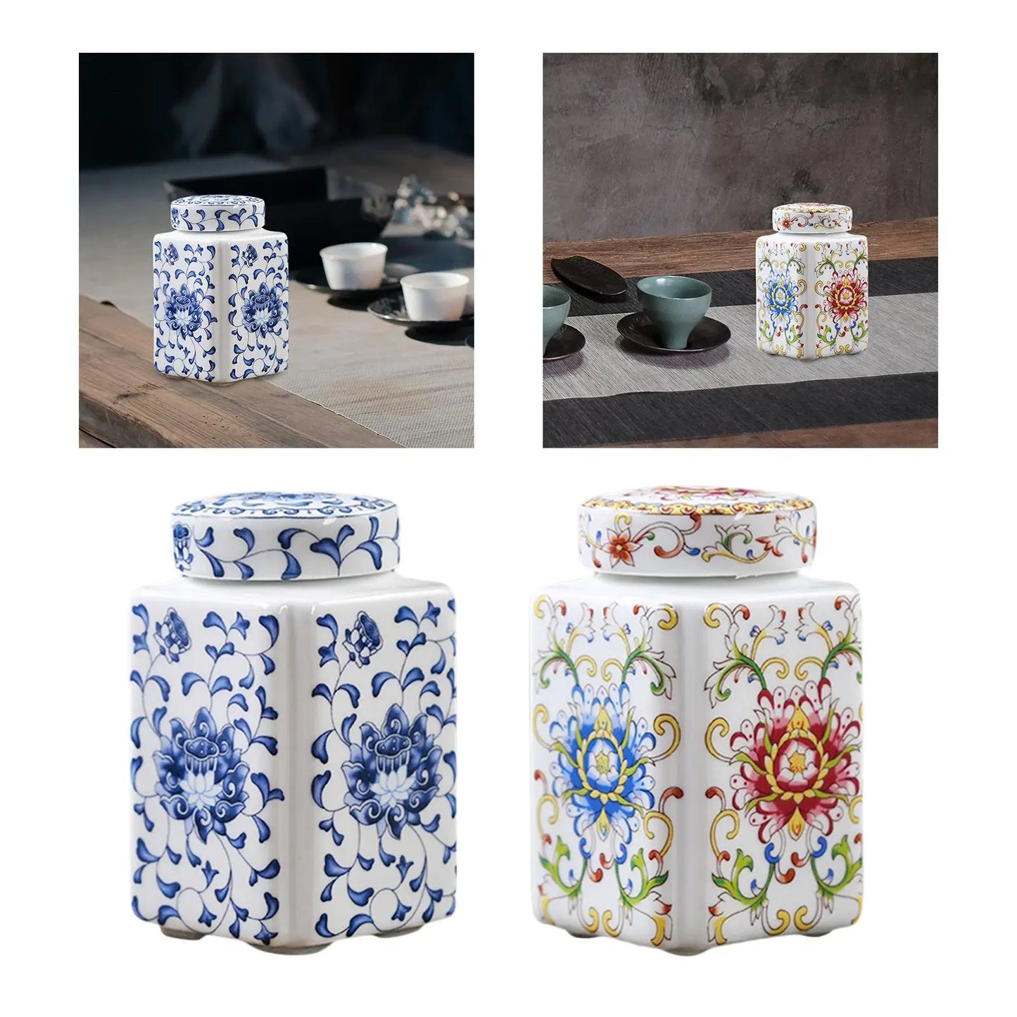Ceramic Ginger Jar Decorative Flower Vase