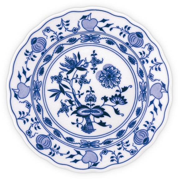 Blue and White Flat Plate